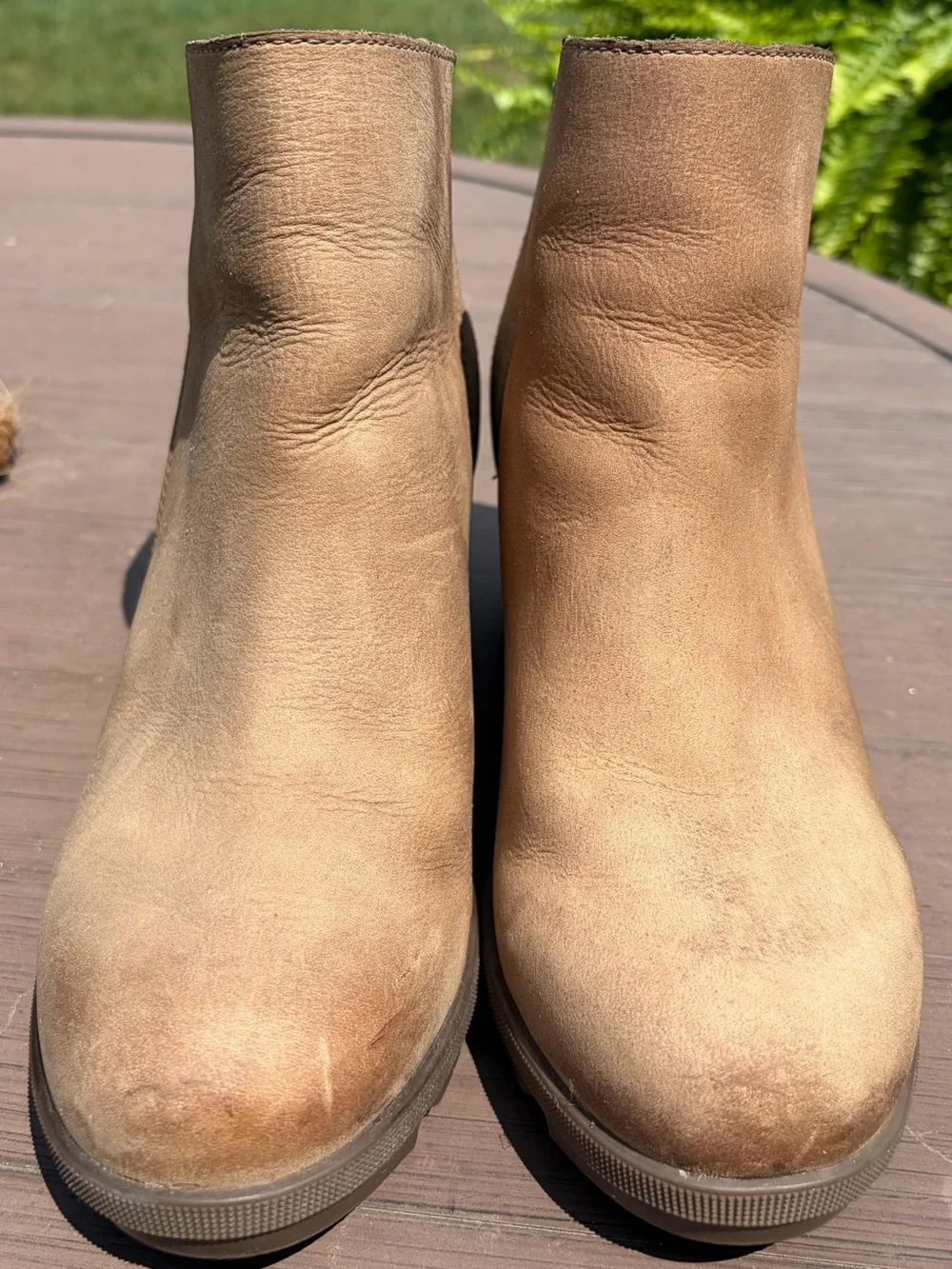SOREL Women's Joan of Arctic Wedge II Zip Waterproof Leather Bootie tan size 8